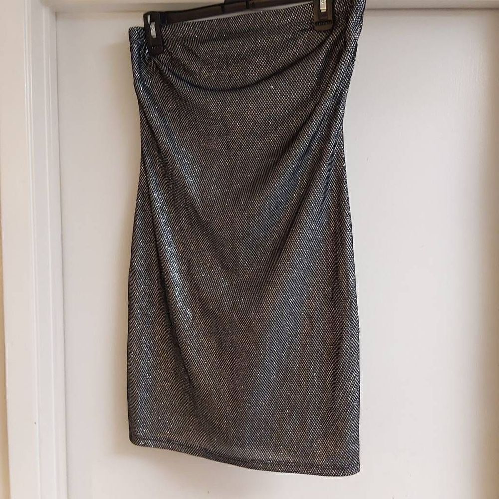 NWT~Forever 21 Black & Silver Sparkles Tube Style Mini Dress Sz Large